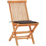vidaXL 3-dijelni bistro set sa smeđe-sivim jastucima masivna tikovina | shoptok.hr