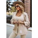 numoco basic 631-1 Stylish cardigan made of soft sweater knit - beige Cijene