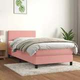 Box Box spring postelja z vzmetnico roza 100x200 cm žamet
