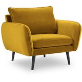 Kooko Home žuta baršunasta fotelja s crnim nogama Lento | shoptok.hr