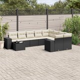  10-dijelni set vrtnih sofa s jastucima crni od poliratana | shoptok.hr