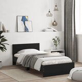 Maison Chic Posteljni okvir - Enojna postelja - Postelja za odrasle z vzglavjem črn 100x200 cm inženirski les-J9381, (21774960) | Shoptok.si