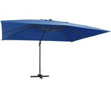 vidaXL Stranski senčnik LED lučke in aluminij 400x300 cm sinje moder | Shoptok.si