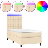 vidaXL Box spring postelja z vzmetnico LED krem 80x200 cm blago, (20901622) Cene