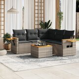 Maison Chic Seti vrtnega pohištva - Vrtna garnitura - Vrtni pohištvo set 6-delna z blazinami siv poli ratan, (21805229) | Shoptok.si