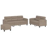  3-dijelni set sofa s jastucima smeđesivi od mikrovlakana | shoptok.hr