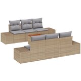 vidaXL 7-delni vrtni kavč s blazinami Bež Poly ratan Akacija, (22093144) | Shoptok.si