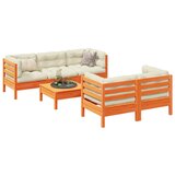 vidaXL 6-dijelni set vrtnih sofa s jastucima voštano smeđi od borovine Cijene