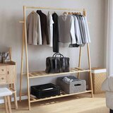 vidaXL Stojalo za oblačila s policami 132x45,5x150,5 cm bambus | Shoptok.si