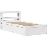 Maison Chic Posteljni okvir - Enojna postelja - Postelja za odrasle z vzglavjem bel 90x200 cm trdna borovina, (21695389) | Shoptok.si