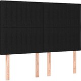  Posteljno vzglavje črno 144x5x118/128 cm blago | Shoptok.si