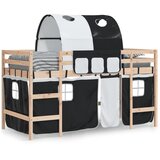  Dječji krevet na kat s tunelom crno-bijeli 90 x 190 cm borovina | shoptok.hr
