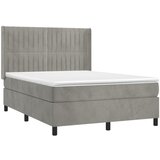  box spring s madracem LED svjetlosivi 140x190 cm baršun | shoptok.hr