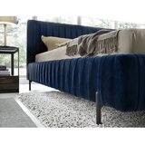 ELTAP Temno modra oblazinjena zakonska postelja s prostorom za shranjevanje z letvenim dnom 140x200 cm Plissa – | Shoptok.si