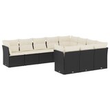  The Living Store Vrtna sedežna garnitura 10-delna z blazinami črn poli ratan - Vrtna Sedežna Garniture, (21460984) | Shoptok.si
