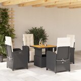 vidaXL 5-dijelni vrtni blagovaonski set s jastucima od poliratana crni | shoptok.hr