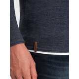 Ombre Men's cotton sweater with round neckline - navy blue melange | Shoptok.si