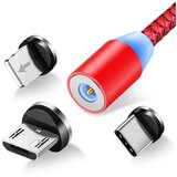 AVIZAR Magnetni 3-v-1 kabel 1m USB Type C / Micro USB / Lightning - rdec, (20618097) Cene