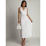 Fasardi White muslin summer dress with a clutch neckline cene