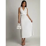 Fasardi White muslin summer dress with a clutch neckline