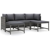 Maison Chic Seti vrtnega pohištva - Vrtna garnitura - Vrtni pohištvo set z blazinami 5-delna poli ratan siva, (21796746) | Shoptok.si