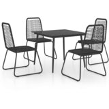  5-dijelni vrtni blagovaonski set od PVC ratana crni Crna Dužina stola 80 cm | Shoptok.si