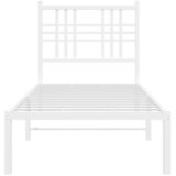Metalni okvir krevet bez madraca s uzglavljem bijeli 75x190 cm | shoptok.hr