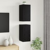 vidaXL TV enota s polico Drugo s shranjevanjem z vrati 2 pcs Črni hrast Konstruiran les | Shoptok.si
