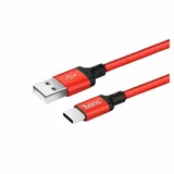 Hoco podatkovni kabel Type C na USB 2m 3A rdeč pleten