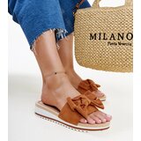 Gemre Mikhail's brown low wedge sandals | Shoptok.si