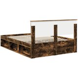  Krevetna konstrukcija s uzglavljem Dimljeni hrast 140 x 190 cm | shoptok.hr
