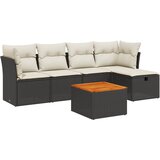 Maison Chic Seti vrtnega pohištva - Vrtna garnitura - Vrtni pohištvo set 6-delna z blazinami črna poli ratan, (21805113) | Shoptok.si