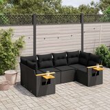  6-dijelni set vrtnih sofa s jastucima crni od poliratana Cijene