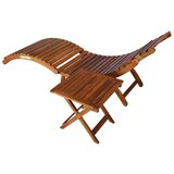 Maison Chic Vrtni Ležalnik - Sončna ležalnik z mizico in blazino trden akacijev les, (22043376) | Shoptok.si