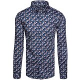 DStreet Koszula męska we wzory z długim rękawem granatowa | Shoptok.si