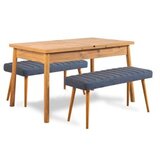 Hanah home Produžni trpezarijski sto i klupa (3 komada) Santiago 1048 Atlantic Pine Dark Blue | ePonuda.com