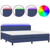 Maison Chic Box spring postelja - Vzmetna postelja z vzmetnico LED modra 200x200 cm blago SL22544, (21891881) | Shoptok.si