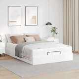 vidaXL Posteljni okvir z vzmetnico Bela 140 x 190 cm Umetna koža | Shoptok.si
