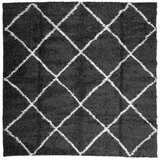  Čupavi tepih PAMPLONA s visokim vlaknima crni-krem 120 x 120 cm | Eponuda.com