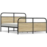 Metalni Kovinski posteljni okvir brez vzmetnice sonoma hrast 150x200 cm, (21608286) | Shoptok.si
