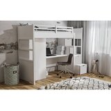 Molarem Home Drveni dječji krevet na kat Tristan sa stepenicama i ormarom - bijeli - 200x90 cm - Bez madraca Cijene