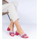 Gemre Pink elegant heeled flip-flops with rhinestones Maritto | shoptok.hr