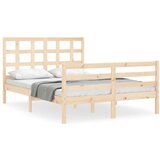 The Living Store Posteljni okvir z vzglavjem trden les - Posteljni Okvir, (21525313) | Shoptok.si