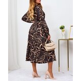 Resti Black and light brown patterned women's maxi dress Cene
