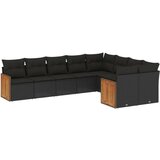 vidaXL 9-dijelni set vrtnih sofa s jastucima crni od poliratana | shoptok.hr