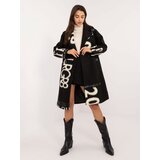 Fashion Hunters Black long women's coat with inscriptions cene