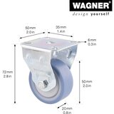 Wagner Fiksna kolesa za aparate DELUXE, kolo s Ø 50 mm, DE 4 kosi, fiksno kolo | Shoptok.si