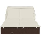 LEŽAJ za sunčanje za 2 osobe smeđi 213 x 118 x 97 cm poliratan | shoptok.hr