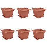 vidaXL Saksije za biljke 6 pcs Crvena cigla 23 x 23 x 17 5 cm Plastika - Crvena cigla 33 x 33 x 26 cm 6 | shoptok.hr