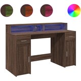  Radni stol s LED svjetlima smeđa boja hrasta 140x55x91cm drveni | Eponuda.com